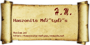 Haszonits Mátyás névjegykártya