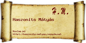 Haszonits Mátyás névjegykártya